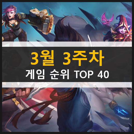 최신 모바일 PC온라인 스팀 게임 순위 TOP 40 / 3월 3주차 추천 게임 최신 모바일 PC온라인 스팀 게임 순위 TOP 40 / 3월 3주차 추천 게임