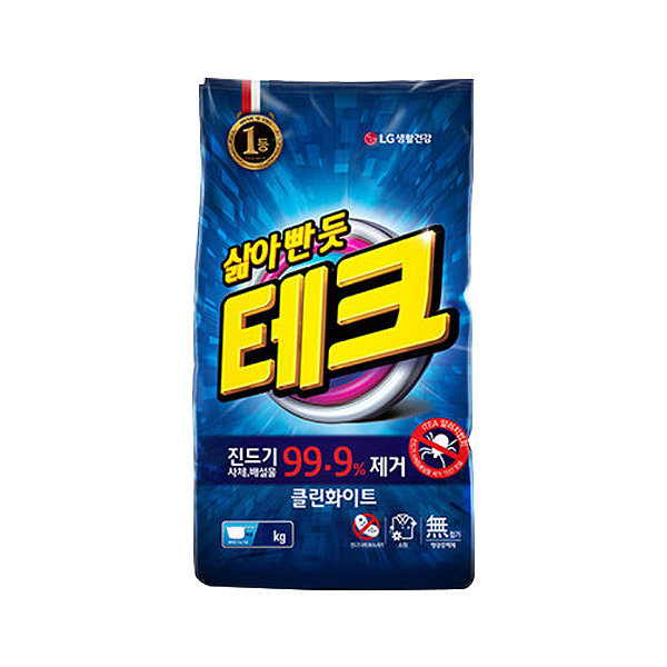 리뷰가 좋은 테크 클린화이트 리필 세탁세제 4.5kg, 1개 ··· 리뷰가 좋은 테크 클린화이트 리필 세탁세제 4.5kg, 1개 ···