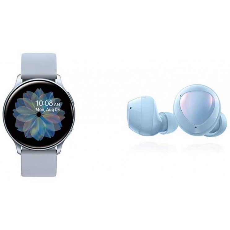  삼성 갤럭시 워치 액티브 2(40mm GPS 블루투스) 스마트 워치 - Silver with Samsung 갤럭시 버즈+ Plus True Wireless 이어, 단일옵션, 단일옵