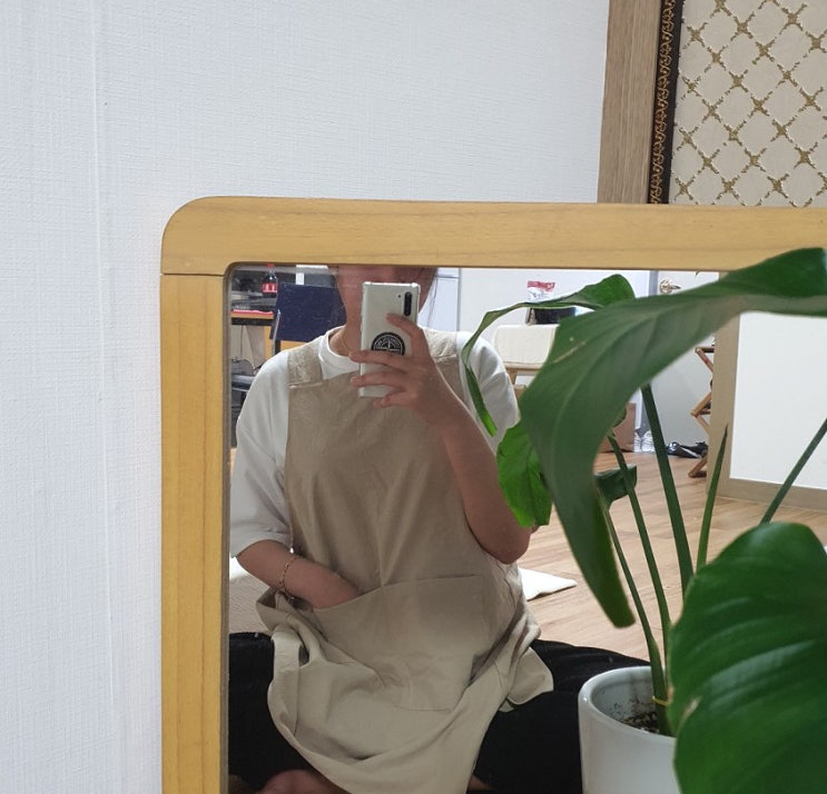  린넨 X형 빅 앞치마 '로즈랩 앞치마' 구매하다