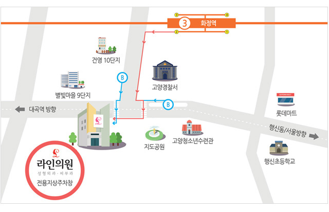 일산 라인의원 찾아오시는 길