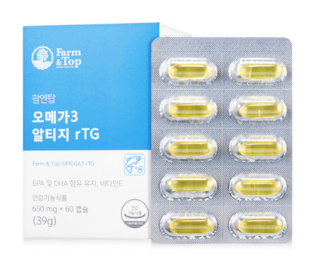  [팜엔탑]초임계 rTG 알티지 오메가3 (식물성 캡슐) 효능·복용법