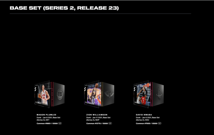 NBA TOP SHOT PACK 뽑기 결과 NBA TOP SHOT PACK 뽑기 결과