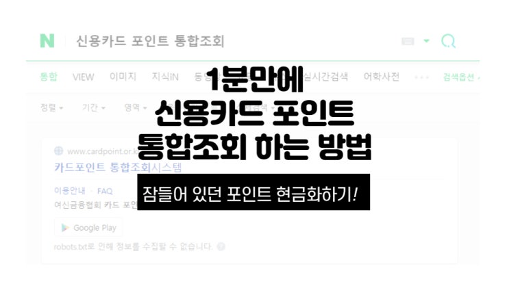  잠들어있는 신용카드 포인트 쓰는 방법 - 통합조회 현금화 하기