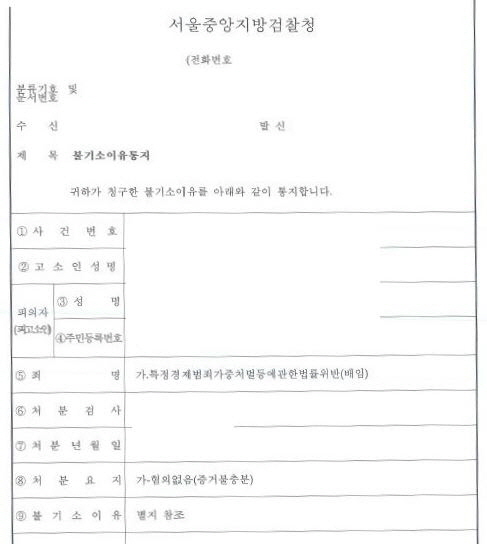  특정경제범죄가중처벌등에관한법률위반(배임) 무혐의 처분 사례