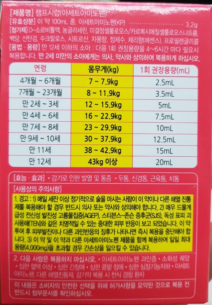 챔프시럽 용량 정확히 알고 복용해서 아기 열 낮춰봐요