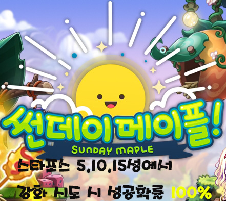  썬데이메이플 (210321) - 스타포스 5,10,15성에서 강화 시도 시 성공확률 100%