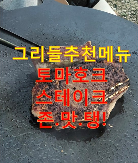  캠핑요리 그리들에 토마호크 구워먹기!