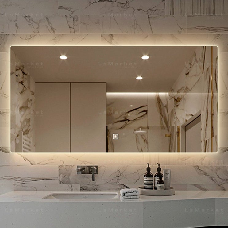 가성비 좋은 LED 조명 사각 인테리어 벽걸이형 스마트거울 욕실 아파트 단독주택 화장실 셀프 리모델링, 직각 코너 디자인, Type01 추천합니다