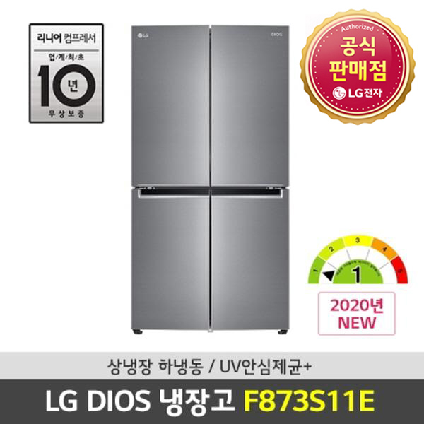 인지도 있는 LG전자 LG 디오스 상냉장 하냉동 4도어냉장고 F873S11E ···