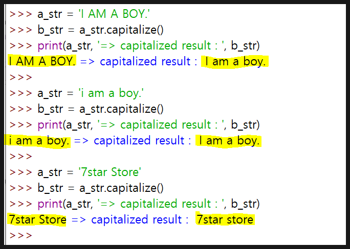 파이썬 str.capitalize() - 문자열의 첫 글자는 대문자로, 그 외는 소문자로 변환하는 메소드
