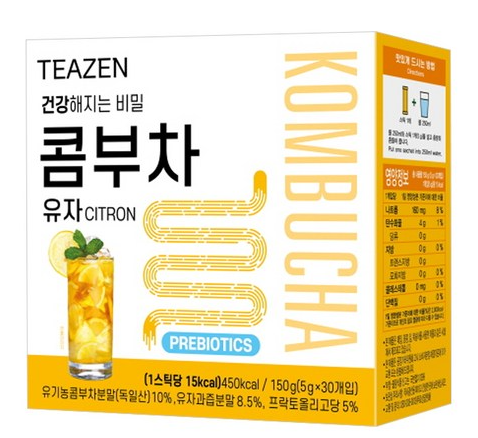  유산균 먹기 힘드신분 주목~! 유기농 티젠 콤부차 유자로 맛있게 즐기자!