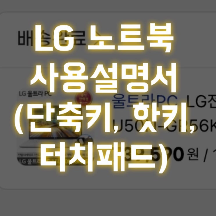  LG 노트북 사용설명서(단축키, 핫키, fn 펑션키, 터치패드 제스쳐) (ft.LG 15U50N)