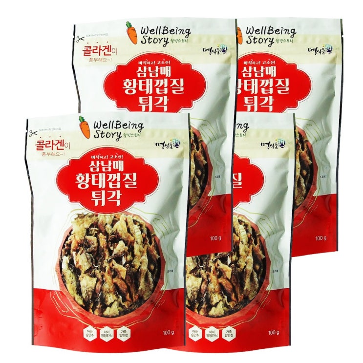 잘팔리는 삼남매 바삭 황태껍질튀각 부각 명식품 400g (100gX4봉), 1팩 ··· 잘팔리는 삼남매 바삭 황태껍질튀각 부각 명식품 400g (100gX4봉), 1팩 ···