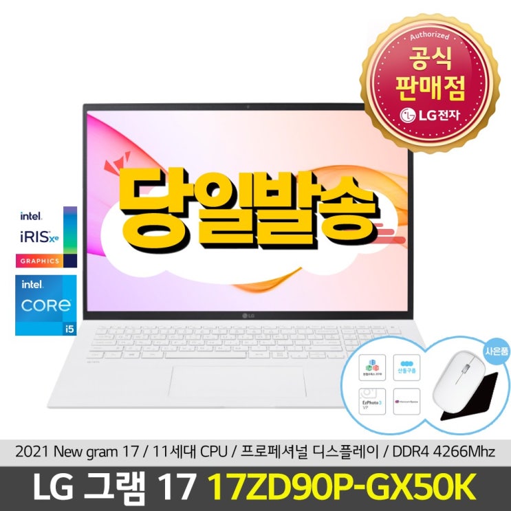 가성비 뛰어난 [입고완료] LG전자 그램17 17ZD90P-GX50K 21년 신모델 2세대 인강용 대학생용 노트북, 8GB, NVMe 256GB, 미포함 추천합니다