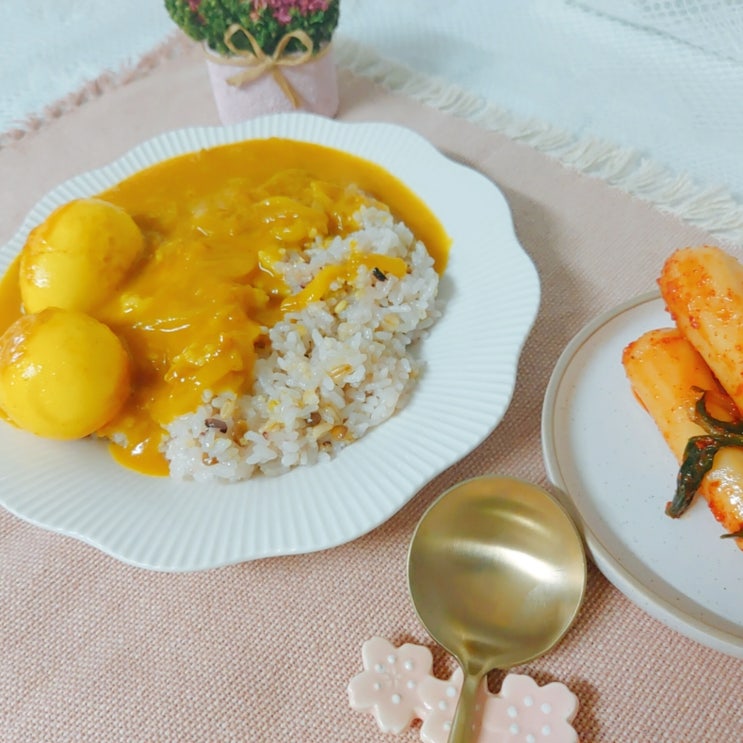  카레 맛있게 만드는법 구운계란 양파 카라멜 카레라이스 요리 레시피