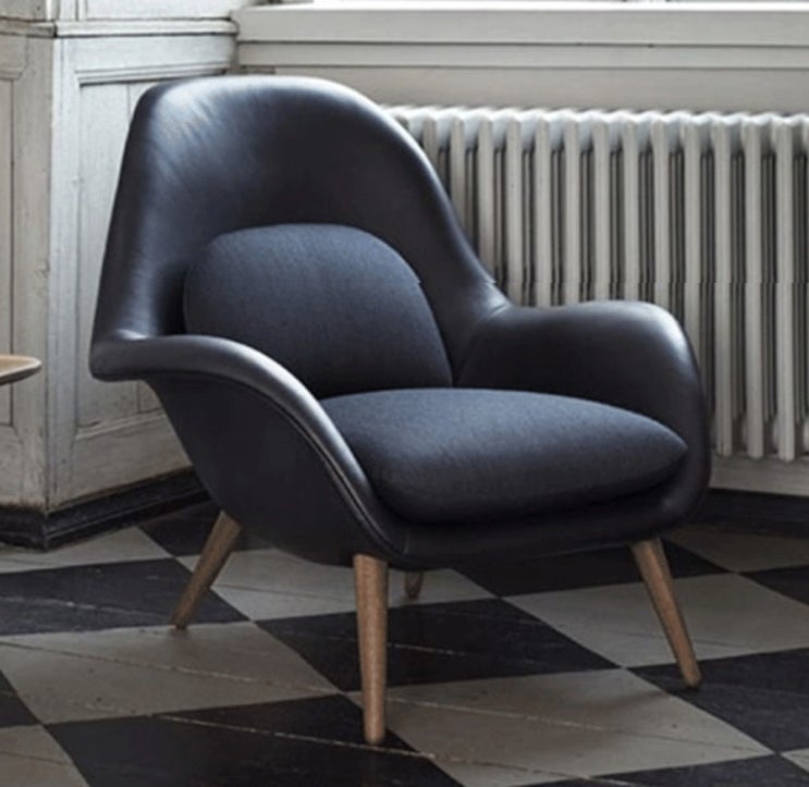 후기가 좋은 프리츠한센 소파 가정용 라운지 북유럽 1인의자 Fritz Hansen Easy Chair, 잉크블루+가죽+부좌 좋아요