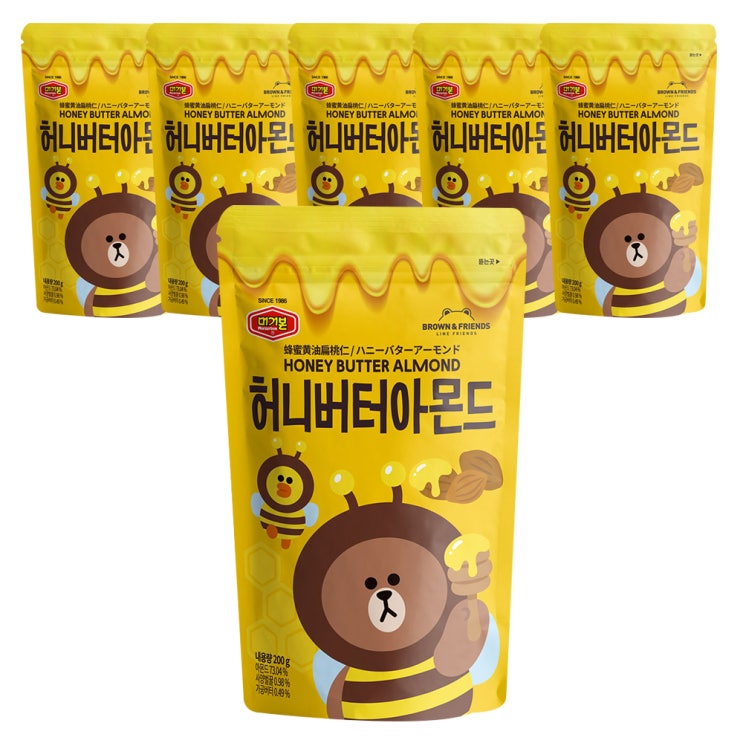 인기 많은 머거본 라인프렌즈 허니 버터 아몬드, 200g, 6개 ··· 인기 많은 머거본 라인프렌즈 허니 버터 아몬드, 200g, 6개 ···