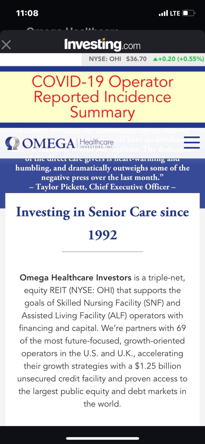 배당주] OHI: Omega Healthcare : 네이버 블로그