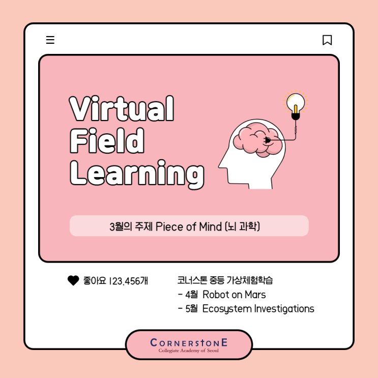 [코너스톤 중등] 코로나에 안전한 필드러닝, 학생이 주도하는 온라인 쌍방향 수업 ‘Virtual Field Learning’
