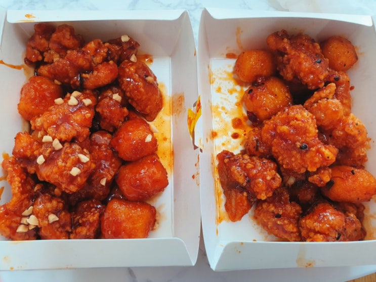  맘스터치 케이준떡강정, 치파오떡강정 비교 후기