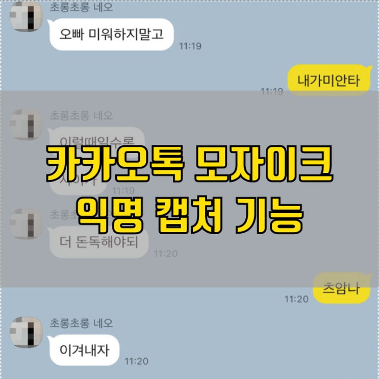  카카오톡 프로필 모자이크, 익명캡처 하는 법 (모바일 버전)