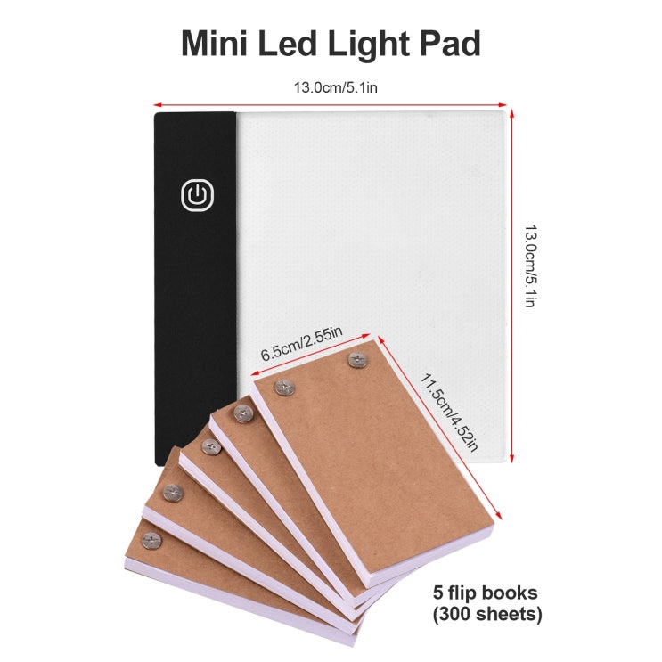 인기있는 미니 라이트 패드가있는 플립 북 키트 LED 라이트 박스 태블릿 홀 300 매 Flipbook Paper Binding Screws for Animation Sketchi