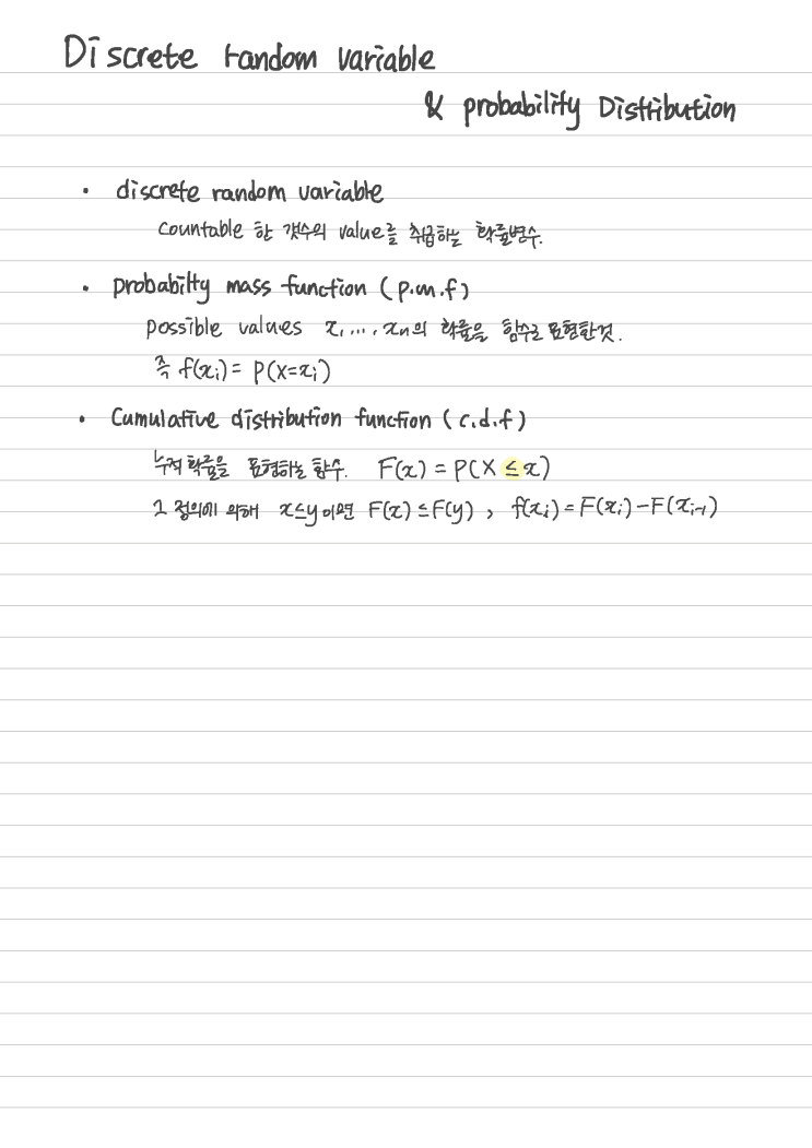  이산확률분포 유형들 (이산균등분포, 이항분포, 기하분포, 음이항분포, 초기하분포, 푸아송분포)
