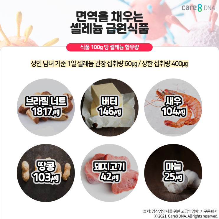  [건강한] 면역 영양소 셀레늄 파헤치기. feat. 기능, 특징, 복용시 주의사항, 풍부한 음식, 권장 섭취량, 셀레늄 유전자