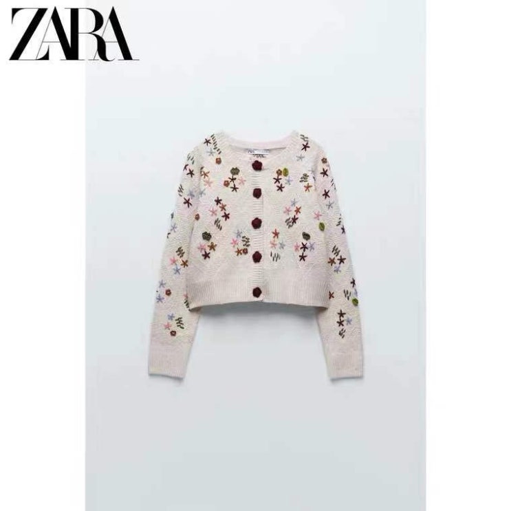 갓성비 좋은 자라 ZARA 크로셰 뜨개질 꽃 장식 니트 가디건 추천해요