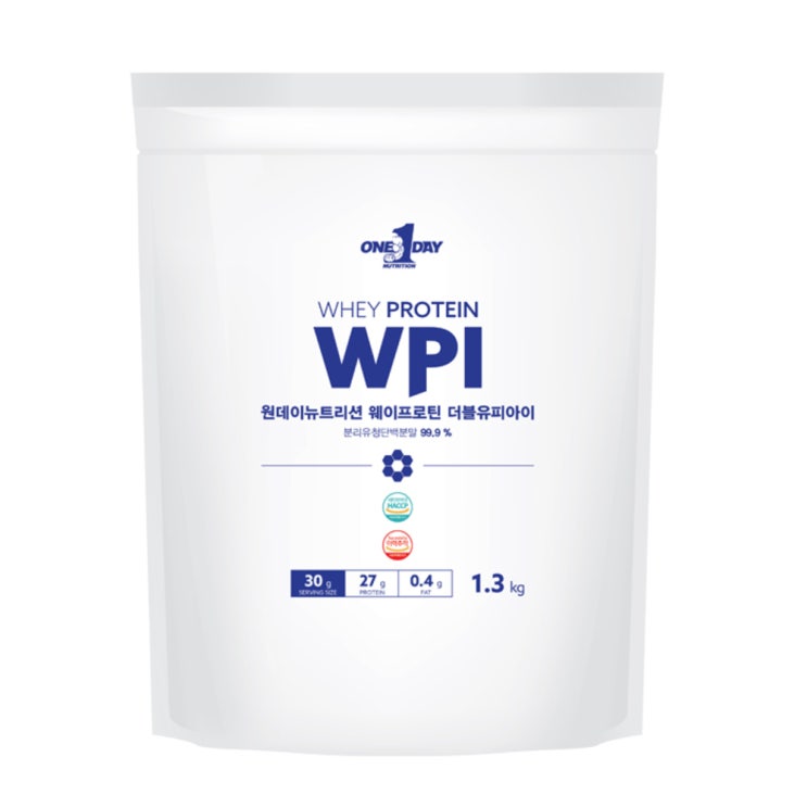 선호도 좋은 원데이뉴트리션 웨이프로틴 단백질 WPI 포대유청, 1.3kg, 1개 추천합니다