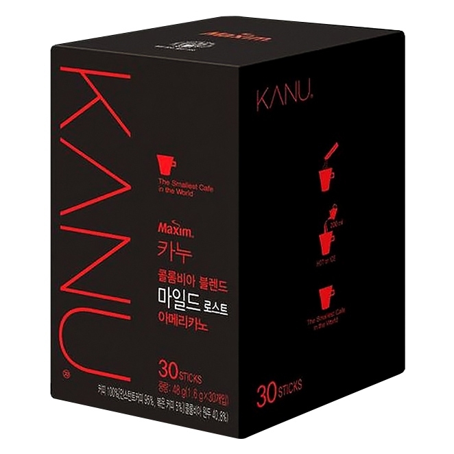 리뷰가 좋은 카누 콜롬비아 블렌드 마일드 로스트 아메리카노 0.9g 원두커피믹스, 1.6g, 30개 추천해요