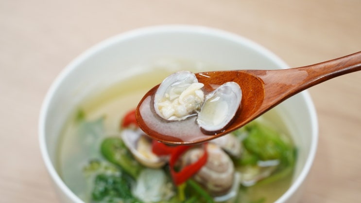  바지락 시금치된장국 만드는 법 포항초라 더 맛있네