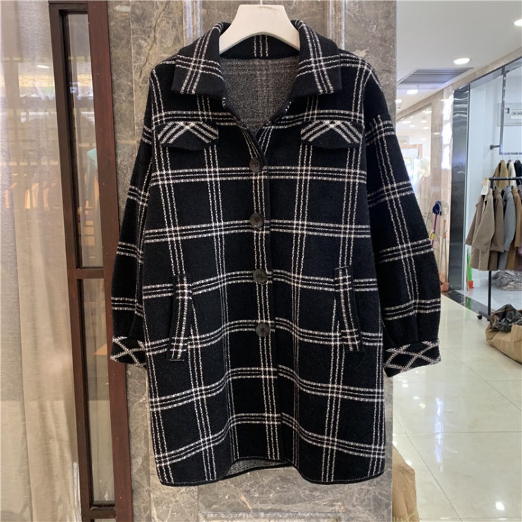 인지도 있는 POLO 넥 블랙 체크 하프기장 캐시미어 혼방 코트 겨울 가을 니트 가디건 미디 롱 니트가디건 추천해요 인지도 있는 POLO 넥 블랙 체크 하프기장 캐시미어 혼방 코트 겨울 가을 니트 가디건 미디 롱 니트가디건 추천해요
