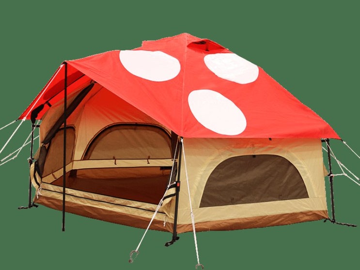 가성비갑 노르디스크레이사 dod 자동 휴대용 버섯 가족 야외 비바람 3-4 명 부모-자식 더블 캠핑 텐트, 반점 붉은 버섯 좋아요