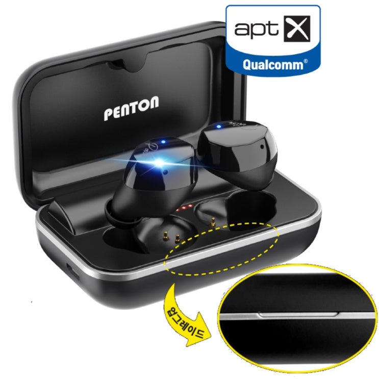 인기있는 PENTON 펜톤 TSX QCC 블루투스 무선 이어폰 2세대 21년형 무광블랙 크레들 24회 충전 퀄컴칩셋 apt-x코덱 블루투스 5.1 ···