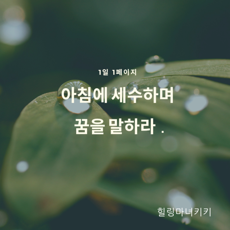  1일1페이지ㅡ02일 아침에 세수하며 꿈을 말하라