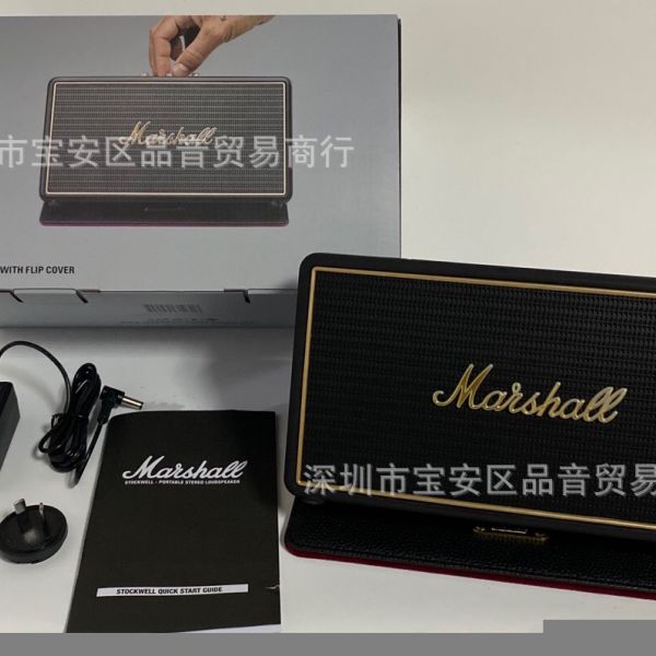 리뷰가 좋은 Marshall Stockwell 마샬 스톡웰 블루투스 스피커 무선스피커, 스피커+가죽파우치, 블랙 좋아요