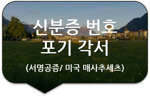 미국 매사추세츠 주 신분증번호 포기각서 서명(사실)공증 [구리/남양주/중랑/노원/동대문 번역공증(대행)]