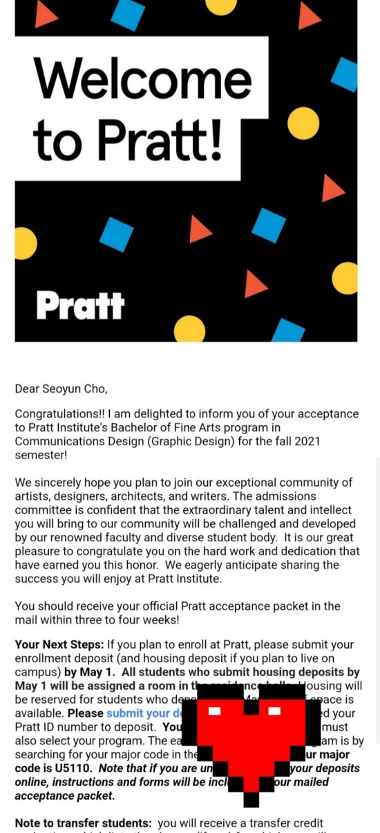  PRATT, FIT, SAIC 합격