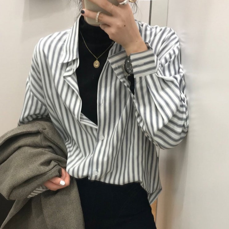 요즘 인기있는 잇미샤 코튼 여성 스트라이프 베이직 셔츠 MADE 좋아요 요즘 인기있는 잇미샤 코튼 여성 스트라이프 베이직 셔츠 MADE 좋아요