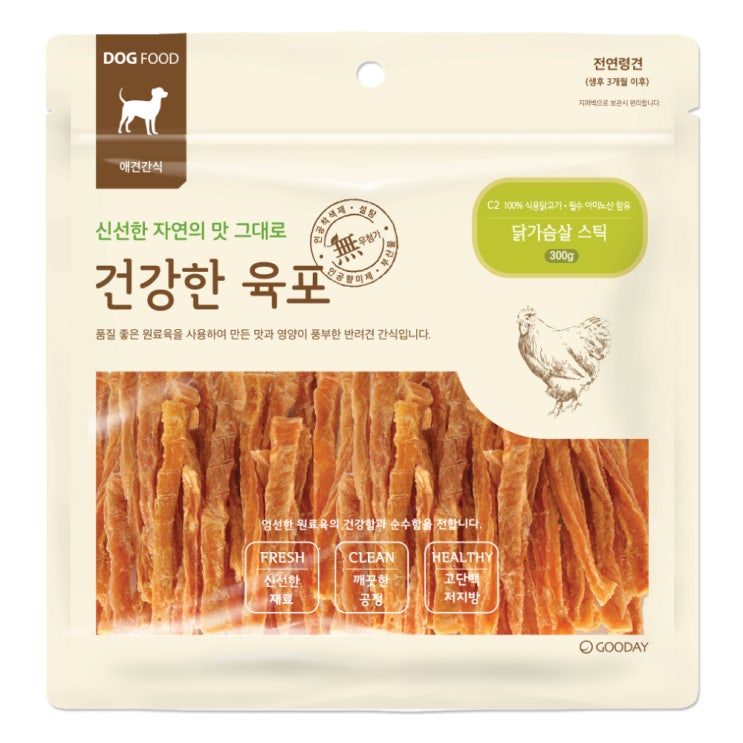 잘나가는 굿데이 건강한육포 반려견간식 300g, 닭가슴살 스틱, 1개 좋아요 잘나가는 굿데이 건강한육포 반려견간식 300g, 닭가슴살 스틱, 1개 좋아요
