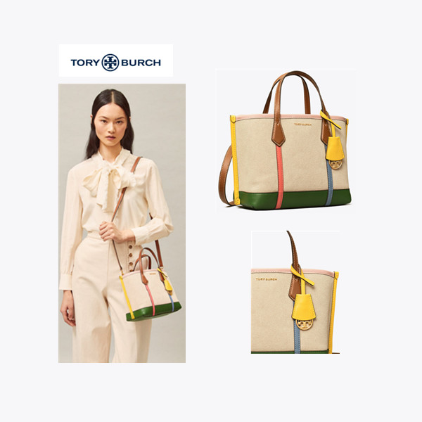 많이 찾는 [Tory burch] 토리버치 페리 캔버스 스몰 트리플 컴파트먼트 토트 73720 ···