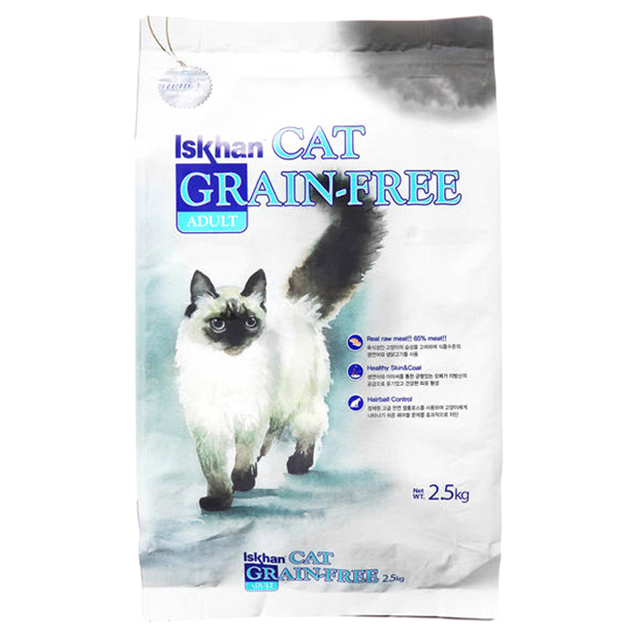 선호도 좋은 이즈칸 캣 어덜트 그레인프리 고양이 사료, 2.5kg, 1개 ···