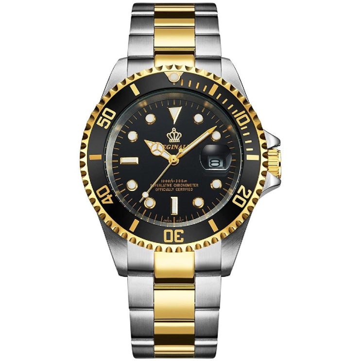  핵가성비 좋은 Reginald 40mm 남성용 시계 회전 베젤 베젤 루미 너스 골드 도금 밴드 쿼츠 시계 추천해요