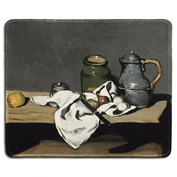 선호도 높은 dealzEpic-아트 마우스 패드-Paul Cezanne의 주전자로 정물화의 유명한 미술 그림이있는 천연 고무 마우스 패드-스티치 가장자리 추천합니다