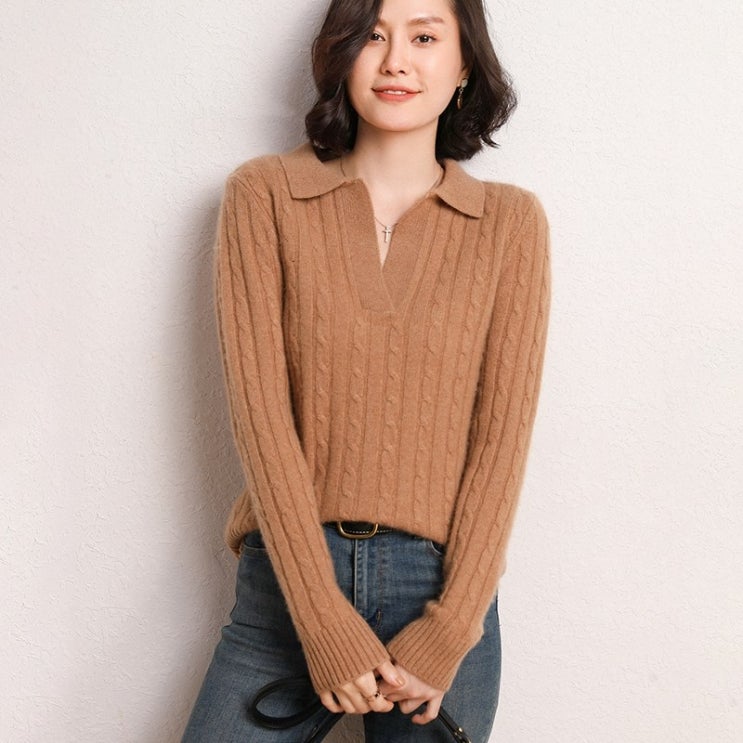 선호도 좋은 POLO 카라넥 풀 캐시미어 셔츠 여성 칼라 전신 꽈배기 풀오버 후드 스웨터 겨울 가을 울니트 상의 추천합니다 선호도 좋은 POLO 카라넥 풀 캐시미어 셔츠 여성 칼라 전신 꽈배기 풀오버 후드 스웨터 겨울 가을 울니트 상의 추천합니다