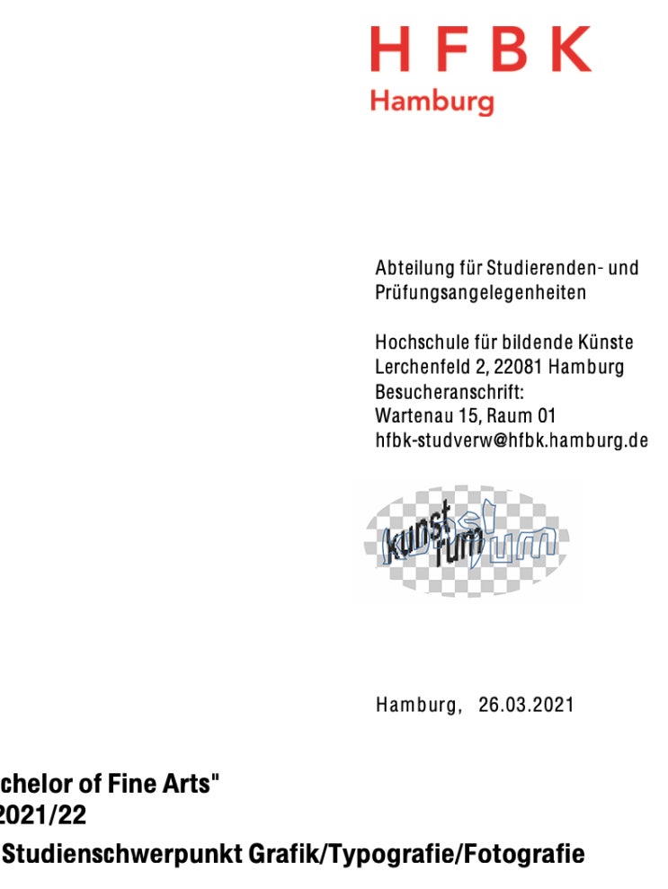  2021/2022 독일입시 함부르크미대 HFBK Hamburg 마패합격 그래픽디자인/타이포크래피/사진 커뮤니케이션 디자인