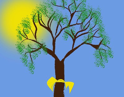  Tie a yellow ribbon round old oak tree 오래된 참나무 주변에 노란 리본 하나를 매달아 놓아요