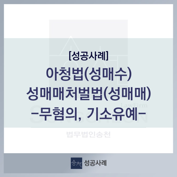  [성공사례] 아청법(성매수등) 무혐의, 성매매처벌법(성매매) 기소유예